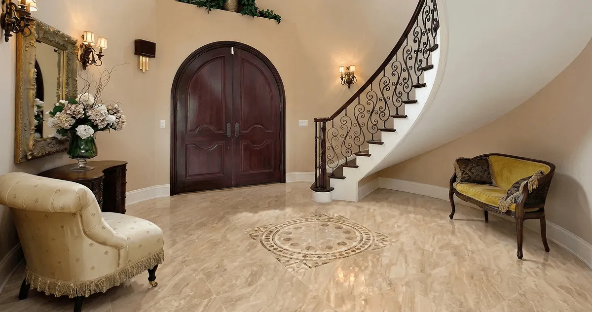 Entrance hall with professionally installed ceramic tile flooring in Overland Park KS